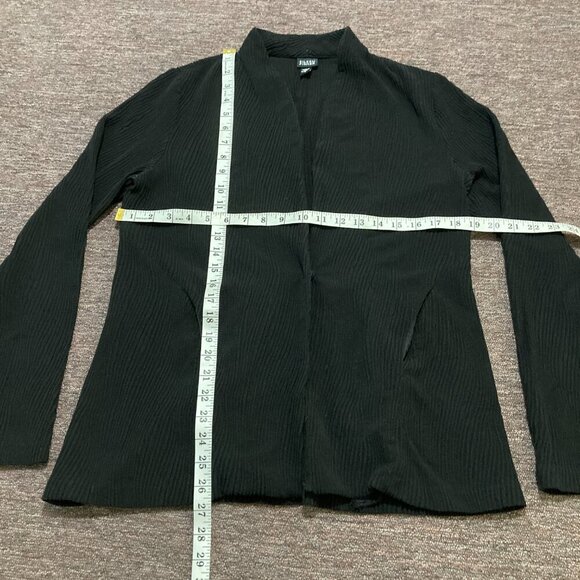 Eileen Fisher Jacket Blazer Women's Small Black Textured Ribbed Made in USA - Picture 9 of 11
